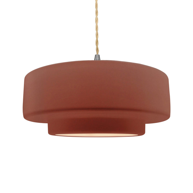 Justice Designs CER-6545-CLAY-NCKL-BEIG-TWST One Light Pendant, Canyon Clay