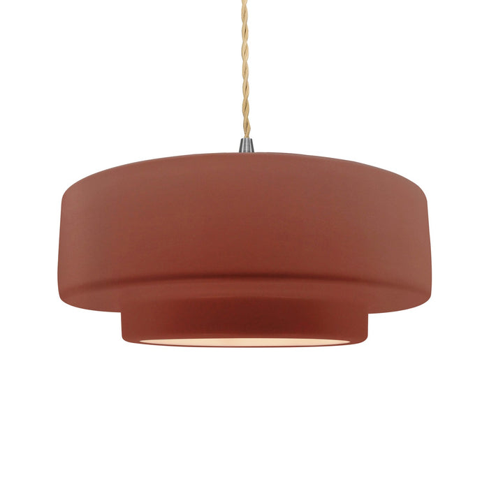Justice Designs CER-6545-CLAY-NCKL-BEIG-TWST One Light Pendant, Canyon Clay