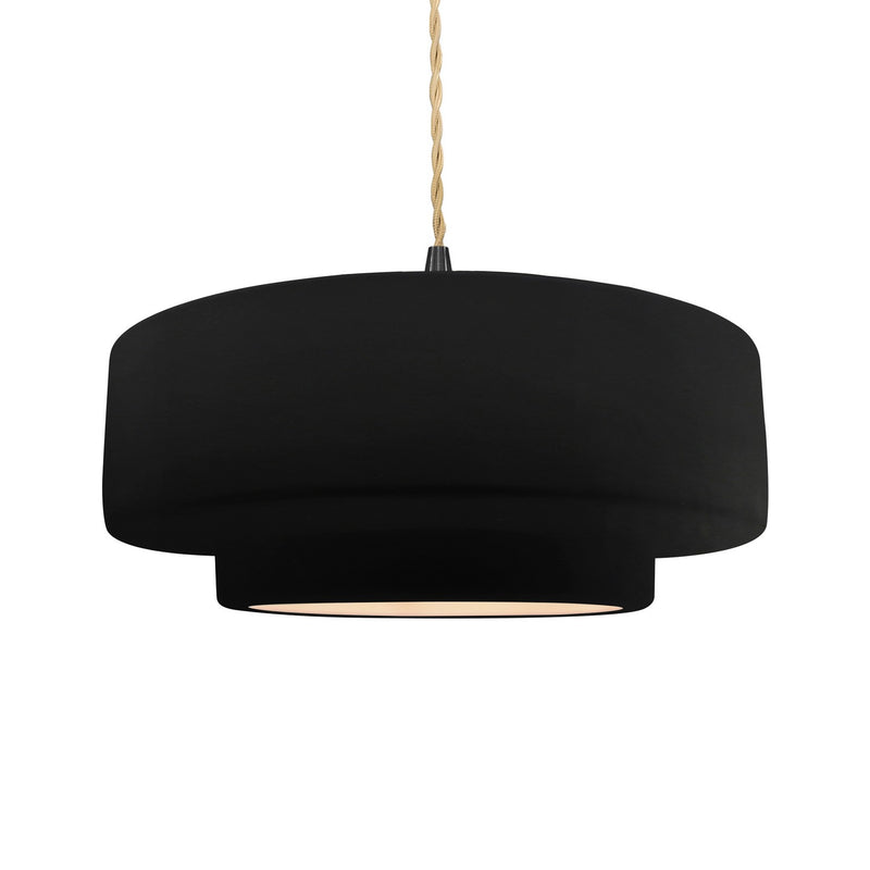 Justice Designs CER-6545-CRB-MBLK-BEIG-TWST One Light Pendant, Carbon - Matte Black