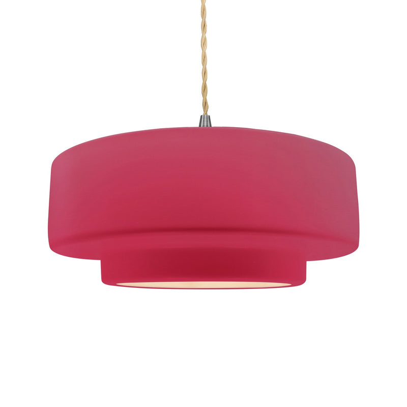 Justice Designs CER-6545-CRSE-NCKL-BEIG-TWST One Light Pendant, Cerise