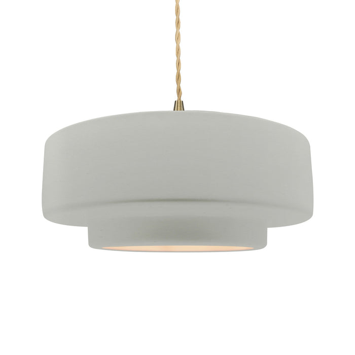 Justice Designs CER-6545-MAT-BRSS-BEIG-TWST One Light Pendant, Matte White