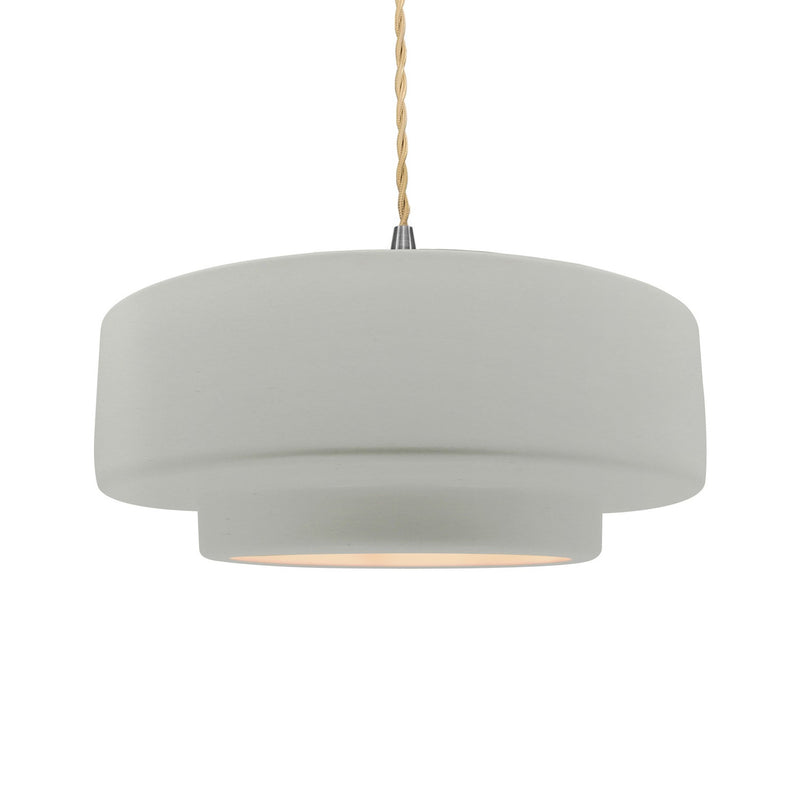 Justice Designs CER-6545-MAT-NCKL-BEIG-TWST One Light Pendant, Matte White