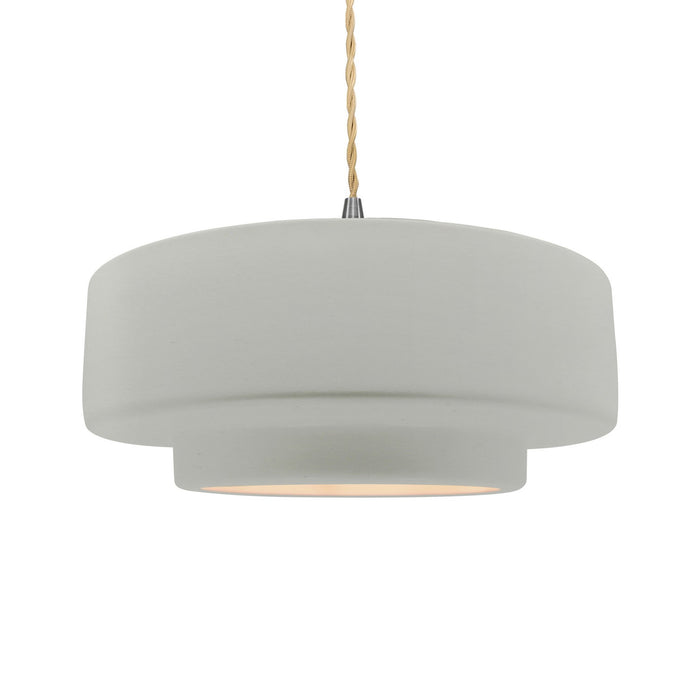 Justice Designs CER-6545-MAT-NCKL-BEIG-TWST One Light Pendant, Matte White