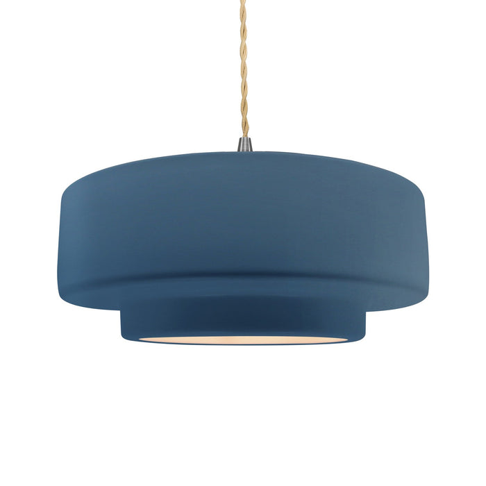 Justice Designs CER-6545-MDMT-NCKL-BEIG-TWST One Light Pendant, Midnight Sky w/ Matte White