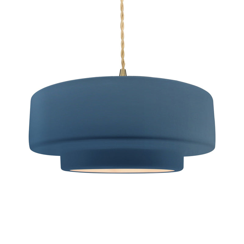 Justice Designs CER-6545-MID-BRSS-BEIG-TWST One Light Pendant, Midnight Sky