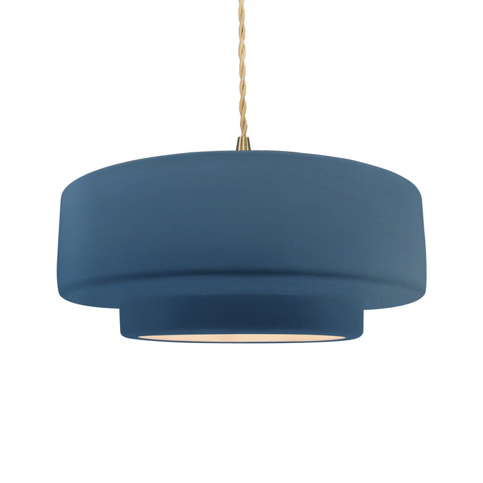 Justice Designs CER-6545-MID-BRSS-BEIG-TWST One Light Pendant, Midnight Sky