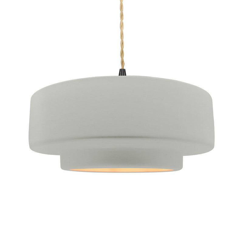 Justice Designs CER-6545-MTGD-MBLK-BEIG-TWST One Light Pendant, Matte White w/ Champagne Gold