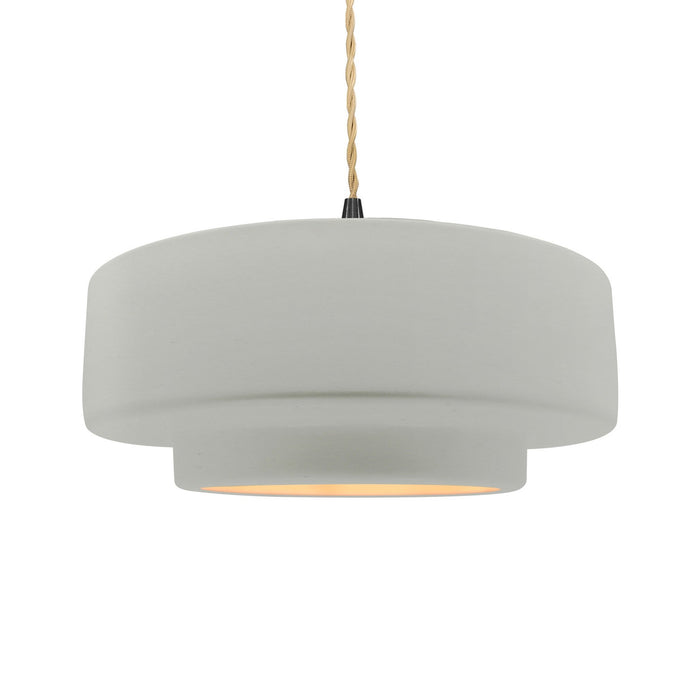 Justice Designs CER-6545-MTGD-MBLK-BEIG-TWST One Light Pendant, Matte White w/ Champagne Gold
