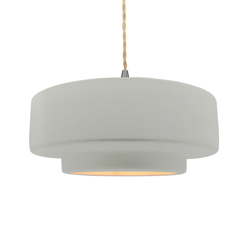 Justice Designs CER-6545-MTGD-NCKL-BEIG-TWST One Light Pendant, Matte White w/ Champagne Gold
