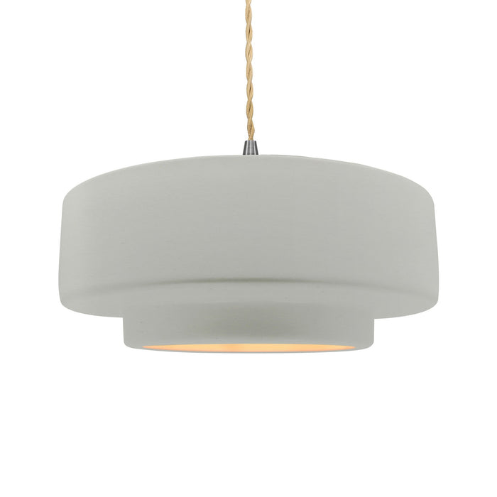 Justice Designs CER-6545-MTGD-NCKL-BEIG-TWST One Light Pendant, Matte White w/ Champagne Gold