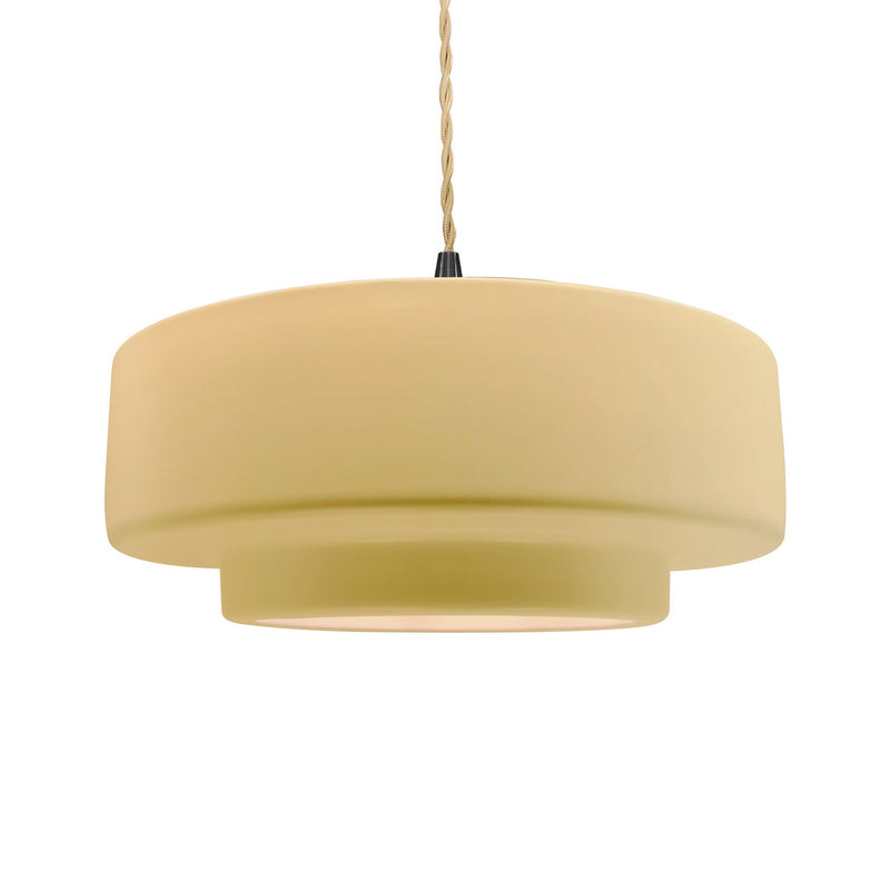 Justice Designs CER-6545-MYLW-MBLK-BEIG-TWST One Light Pendant, Muted Yellow