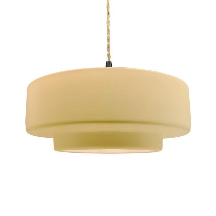 Justice Designs CER-6545-MYLW-MBLK-BEIG-TWST One Light Pendant, Muted Yellow