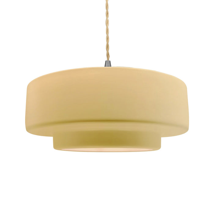 Justice Designs CER-6545-MYLW-NCKL-BEIG-TWST One Light Pendant, Muted Yellow