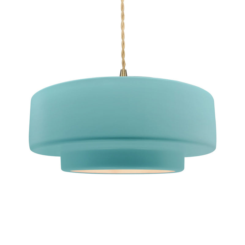 Justice Designs CER-6545-RFPL-BRSS-BEIG-TWST One Light Pendant, Reflecting Pool