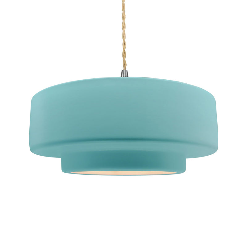 Justice Designs CER-6545-RFPL-NCKL-BEIG-TWST One Light Pendant, Reflecting Pool