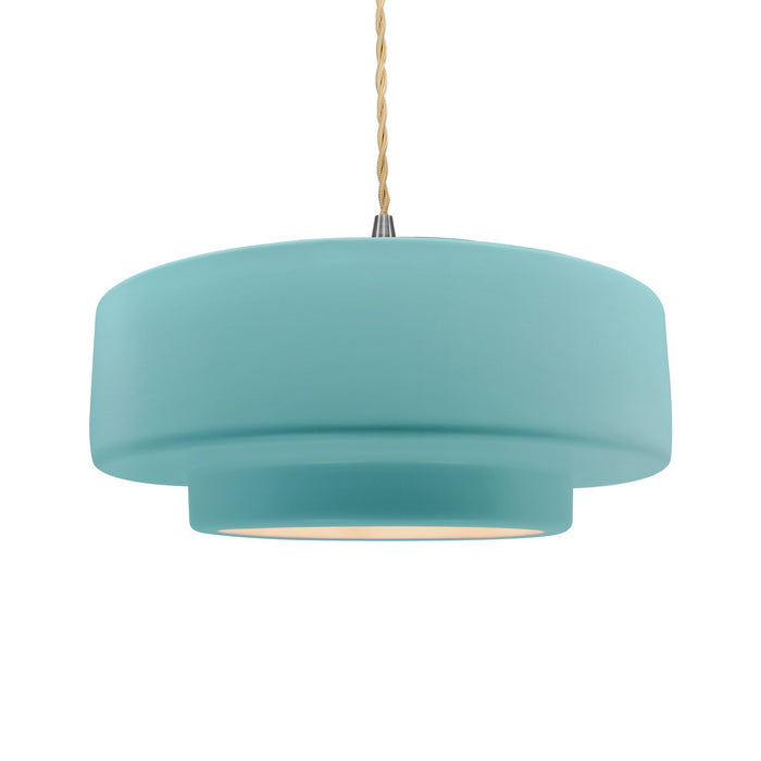 Justice Designs CER-6545-RFPL-NCKL-BEIG-TWST One Light Pendant, Reflecting Pool