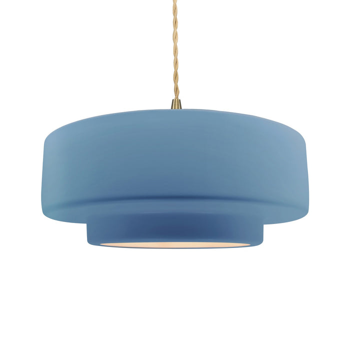 Justice Designs CER-6545-SKBL-BRSS-BEIG-TWST One Light Pendant, Sky Blue