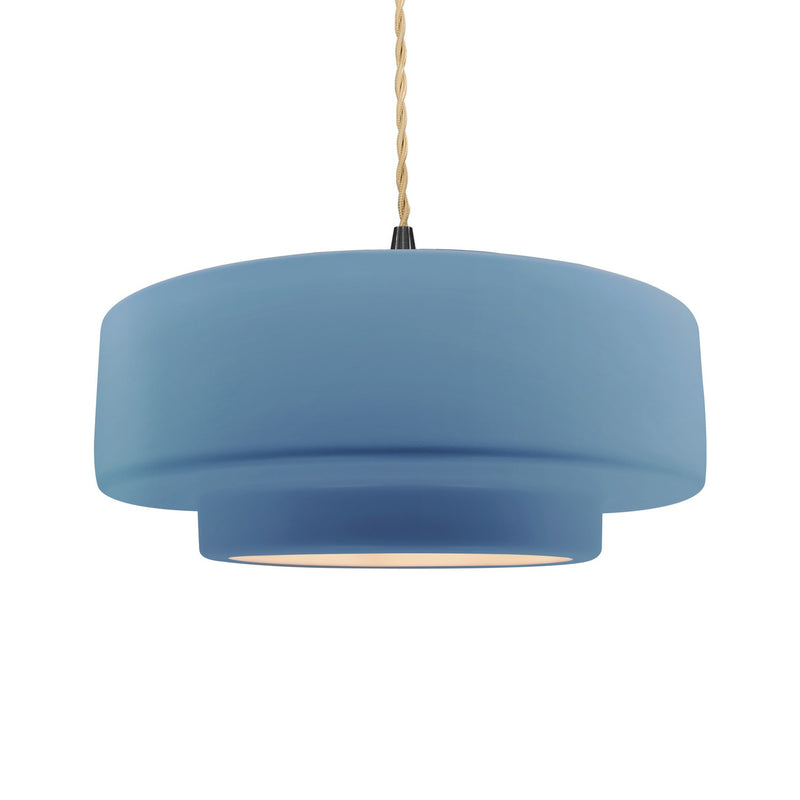 Justice Designs CER-6545-SKBL-MBLK-BEIG-TWST One Light Pendant, Sky Blue