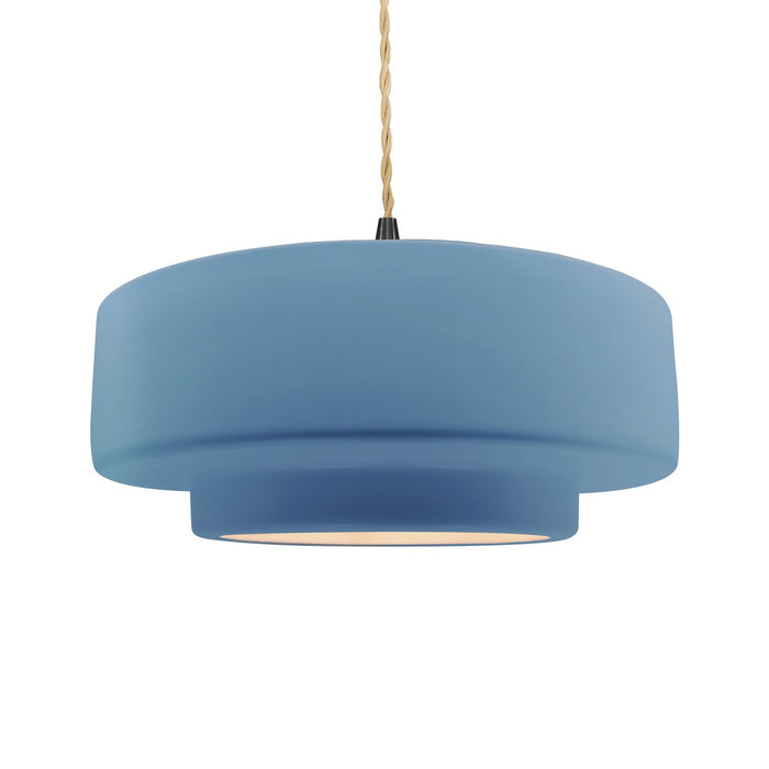 Justice Designs CER-6545-SKBL-MBLK-BEIG-TWST One Light Pendant, Sky Blue