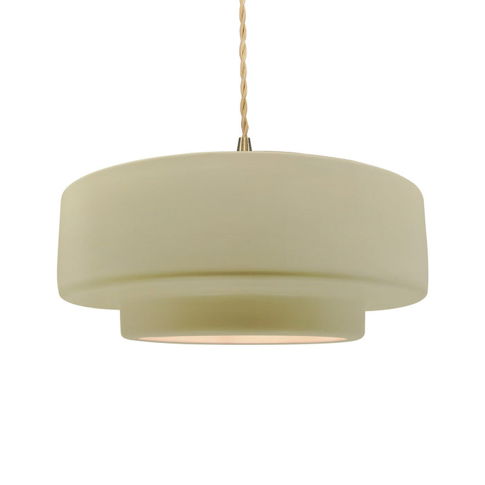 Justice Designs CER-6545-VAN-BRSS-BEIG-TWST One Light Pendant, Vanilla (Gloss)