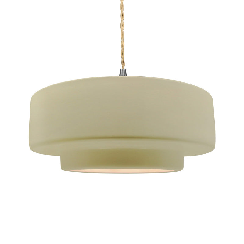 Justice Designs CER-6545-VAN-NCKL-BEIG-TWST One Light Pendant, Vanilla (Gloss)