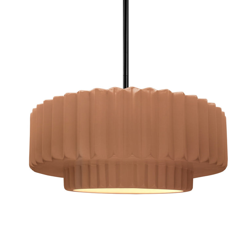 Justice Designs CER-6553-ADOB-MBLK-RIGID One Light Pendant, Adobe