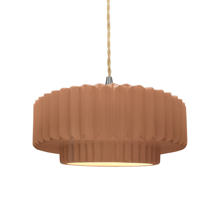 Justice Designs CER-6553-ADOB-NCKL-BEIG-TWST One Light Pendant, Adobe