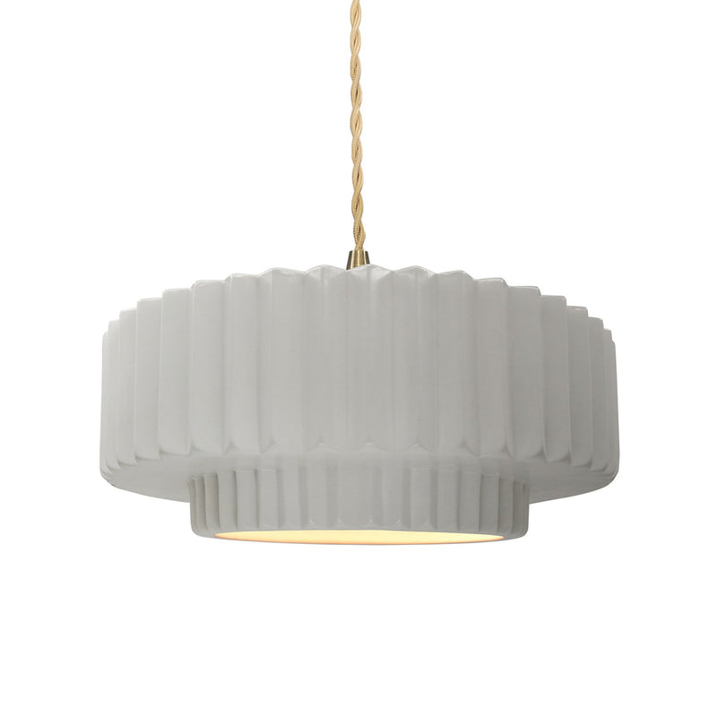 Justice Designs CER-6553-BIS-BRSS-BEIG-TWST One Light Pendant, Bisque