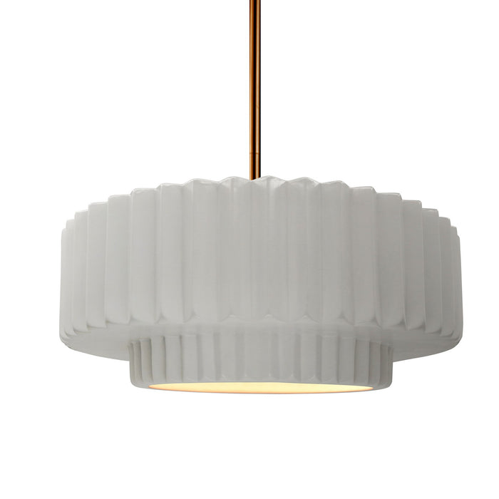 Justice Designs CER-6553-BIS-BRSS-RIGID One Light Pendant, Bisque