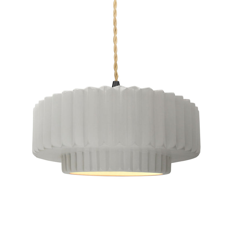 Justice Designs CER-6553-BIS-MBLK-BEIG-TWST One Light Pendant, Bisque