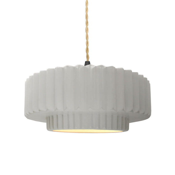 Justice Designs CER-6553-BIS-MBLK-BEIG-TWST One Light Pendant, Bisque