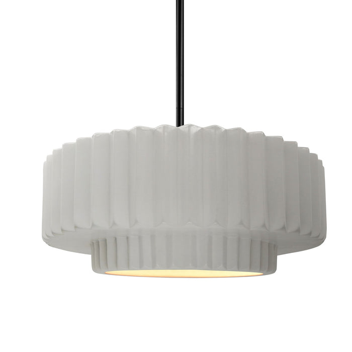 Justice Designs CER-6553-BIS-MBLK-RIGID One Light Pendant, Bisque