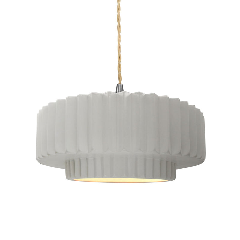 Justice Designs CER-6553-BIS-NCKL-BEIG-TWST One Light Pendant, Bisque
