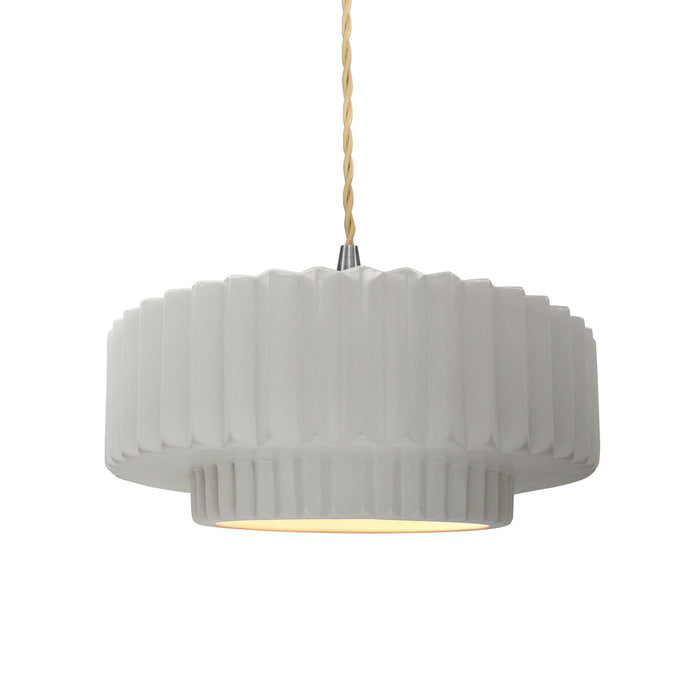Justice Designs CER-6553-BIS-NCKL-BEIG-TWST One Light Pendant, Bisque
