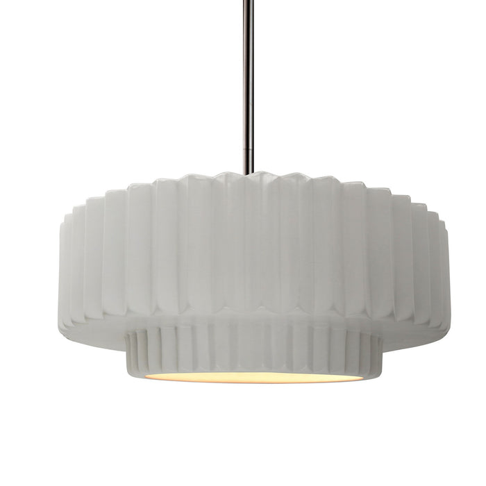 Justice Designs CER-6553-BIS-NCKL-RIGID One Light Pendant, Bisque
