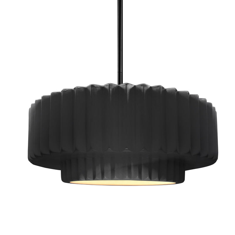 Justice Designs CER-6553-BKMT-MBLK-RIGID One Light Pendant, Gloss Black w/ Matte White