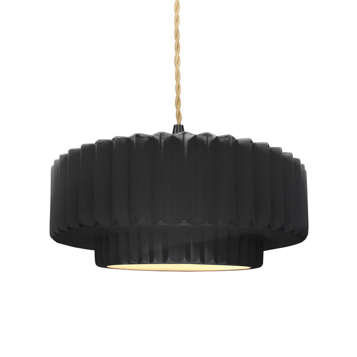 Justice Designs CER-6553-BLK-MBLK-BEIG-TWST One Light Pendant, Gloss Black