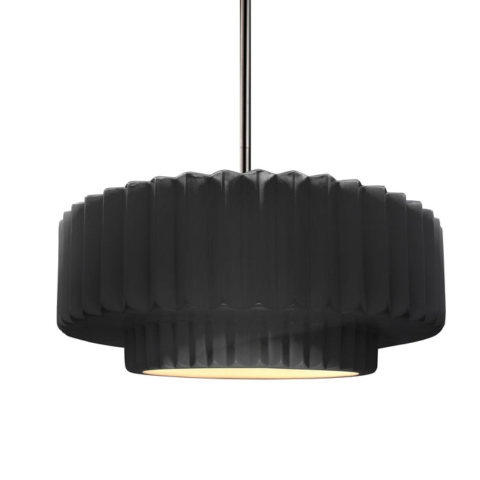 Justice Designs CER-6553-BLK-NCKL-RIGID One Light Pendant, Gloss Black