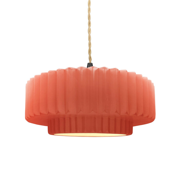 Justice Designs CER-6553-BSH-MBLK-BEIG-TWST One Light Pendant, Gloss Blush