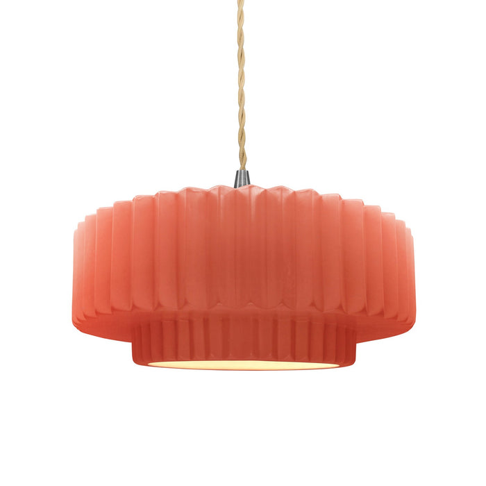Justice Designs CER-6553-BSH-NCKL-BEIG-TWST One Light Pendant, Gloss Blush