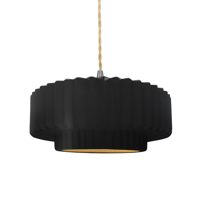 Justice Designs CER-6553-CBGD-NCKL-BEIG-TWST One Light Pendant, Carbon Matte Black w/ Champagne Gold