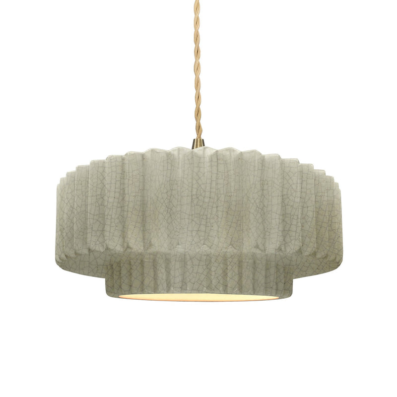 Justice Designs CER-6553-CKC-BRSS-BEIG-TWST One Light Pendant, Celadon Green Crackle