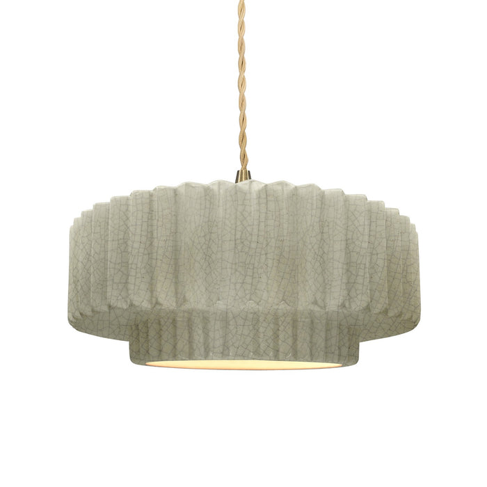Justice Designs CER-6553-CKC-BRSS-BEIG-TWST One Light Pendant, Celadon Green Crackle