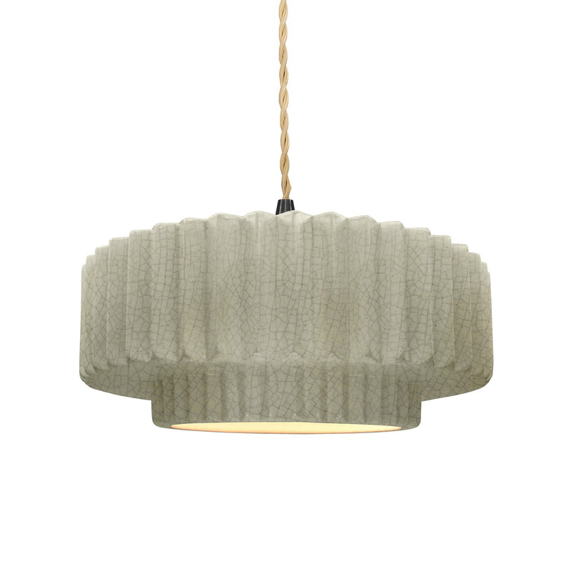 Justice Designs CER-6553-CKC-MBLK-BEIG-TWST One Light Pendant, Celadon Green Crackle