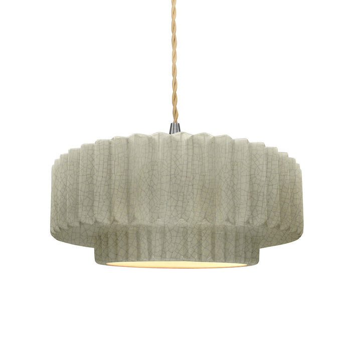 Justice Designs CER-6553-CKC-NCKL-BEIG-TWST One Light Pendant, Celadon Green Crackle