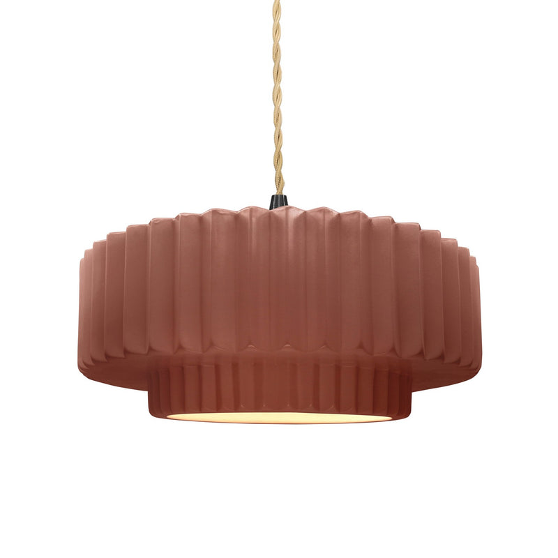 Justice Designs CER-6553-CLAY-MBLK-BEIG-TWST One Light Pendant, Canyon Clay