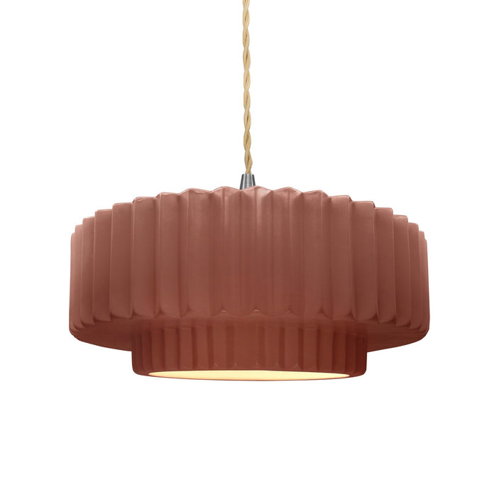 Justice Designs CER-6553-CLAY-NCKL-BEIG-TWST One Light Pendant, Canyon Clay