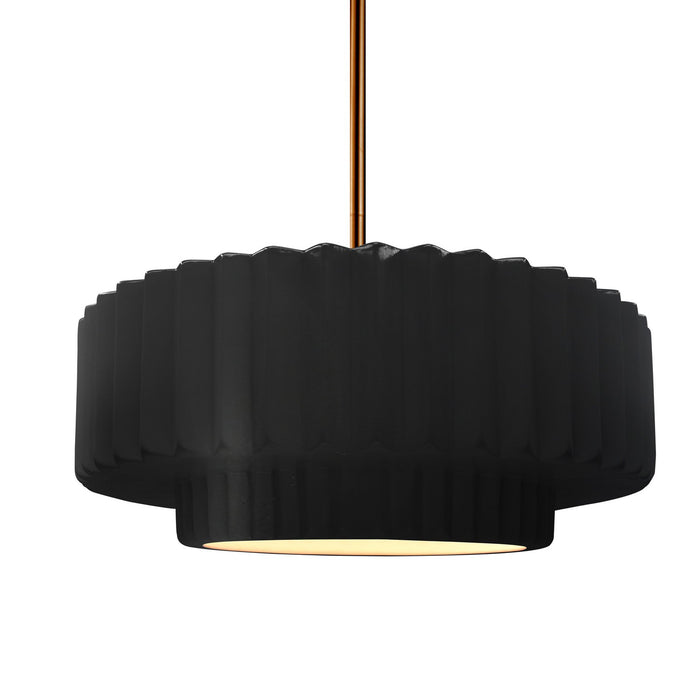 Justice Designs CER-6553-CRB-BRSS-RIGID One Light Pendant, Carbon - Matte Black
