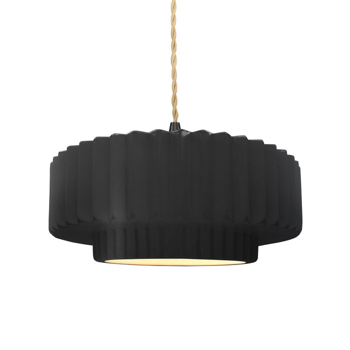 Justice Designs CER-6553-CRB-MBLK-BEIG-TWST One Light Pendant, Carbon - Matte Black
