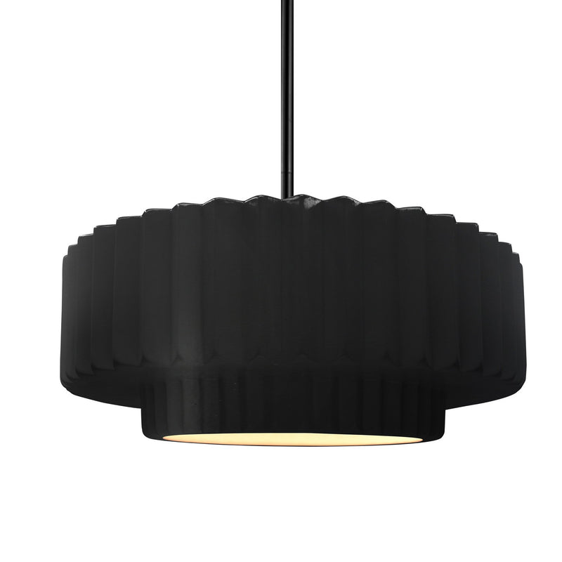 Justice Designs CER-6553-CRB-MBLK-RIGID One Light Pendant, Carbon - Matte Black